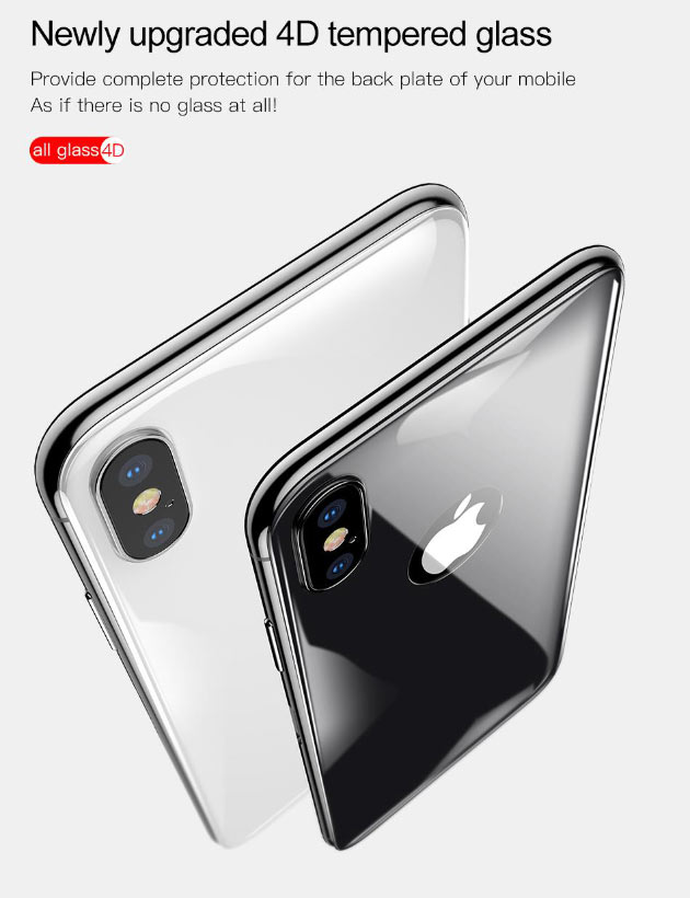 ฟิล์มกระจกหลัง iPhone X กันรอยนิ้วมือ 4D